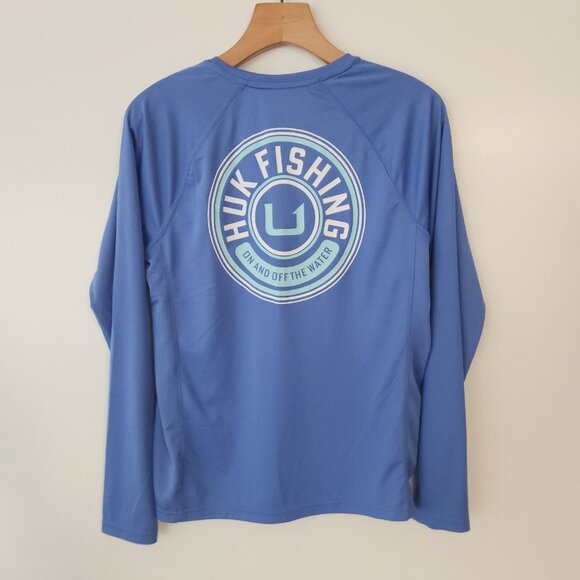 Huk Fishing Shirt Mens Performance Pursuit Long Sleeve Ice Blue Mens Small NEW - Picture 2 of 10